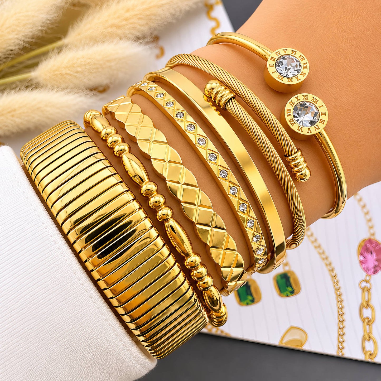 Bracelet, 18K Gold Plated Steel