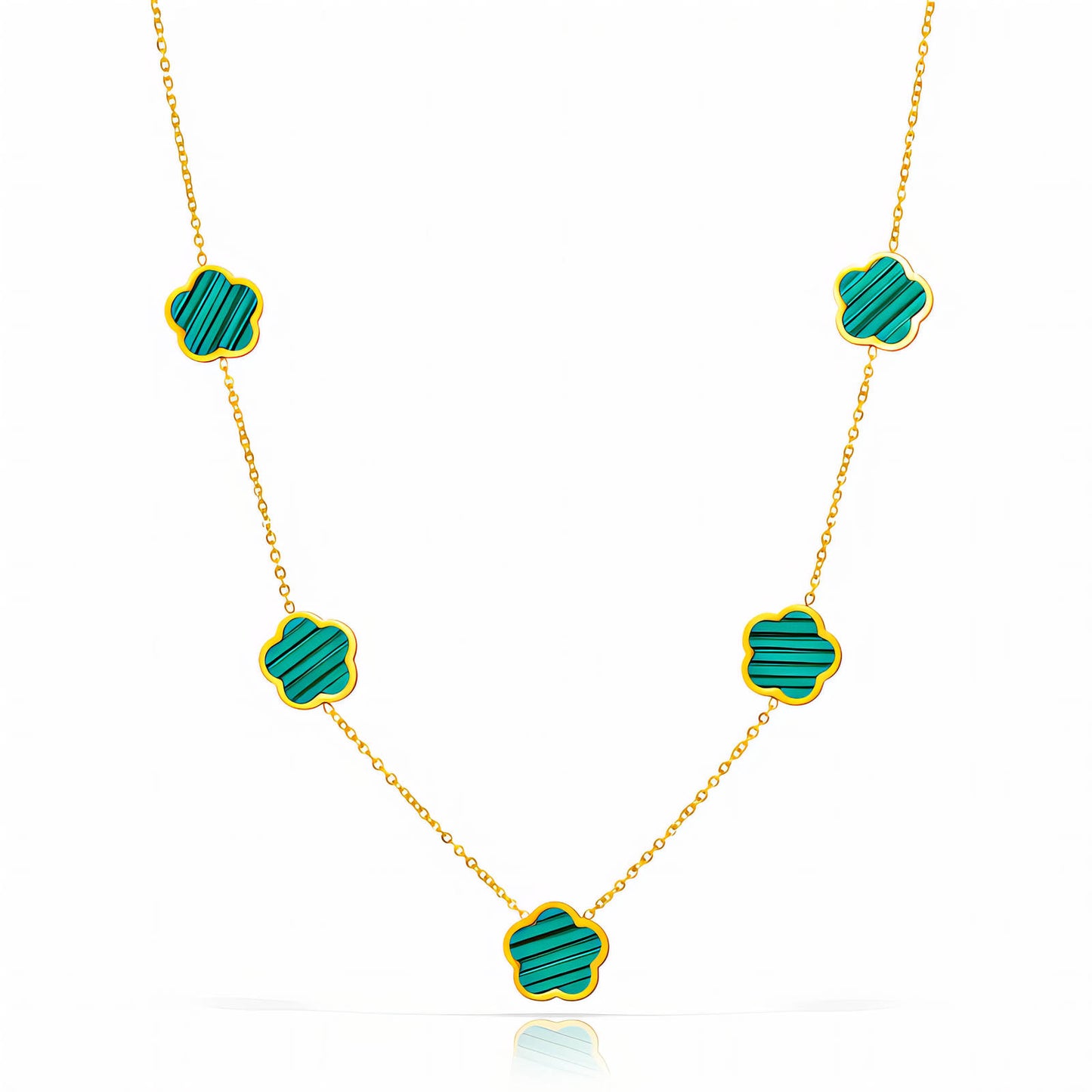Flowers Necklace, 18K Gold Plated Steel