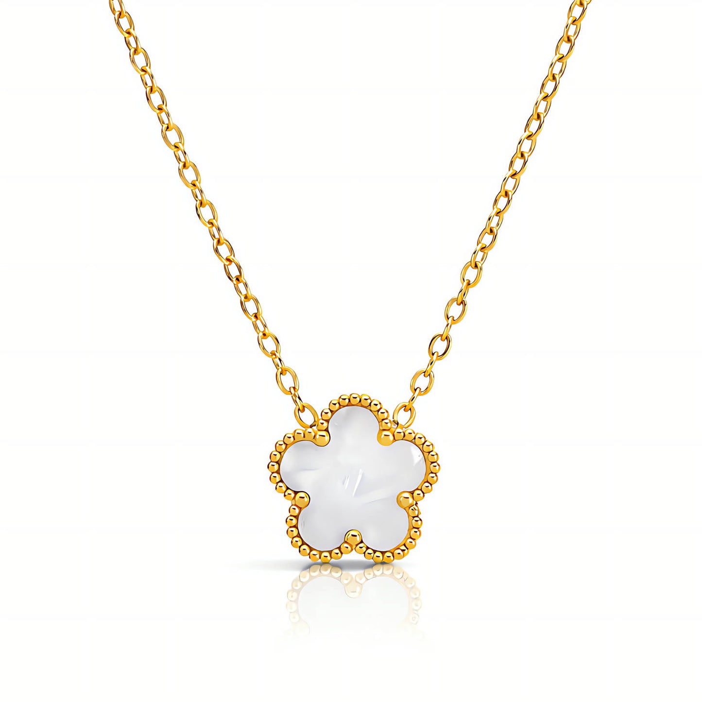 Flower Necklace, 18K Gold Plated Steel