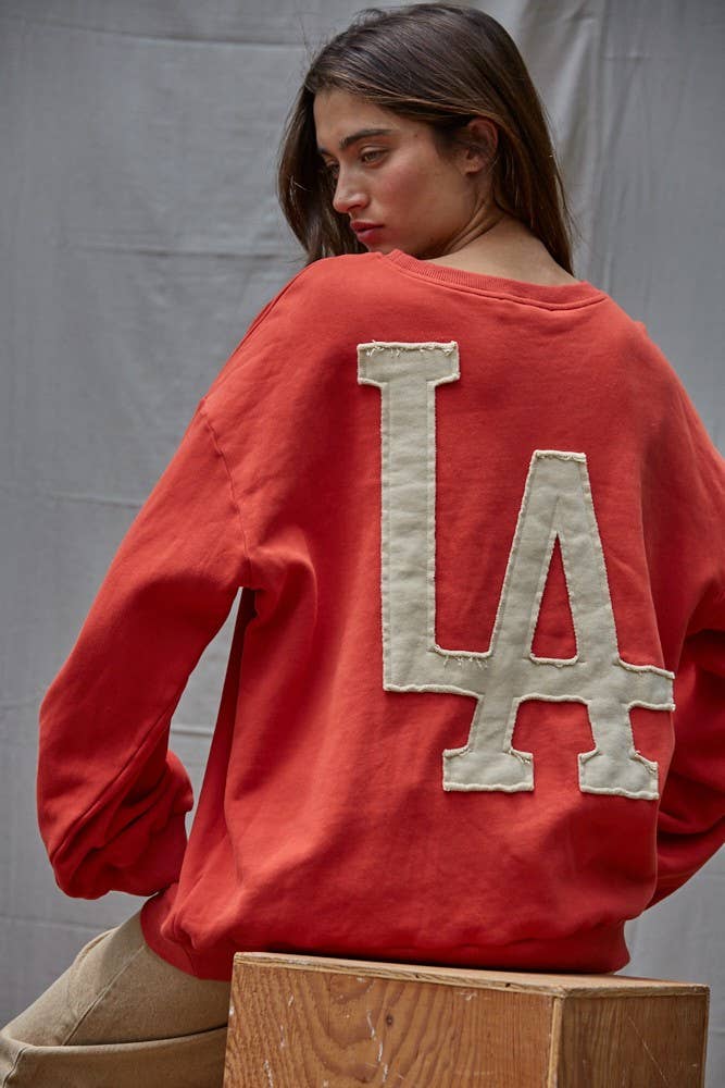 L8948 | Knit Cotton Pullover Top With Patch Work