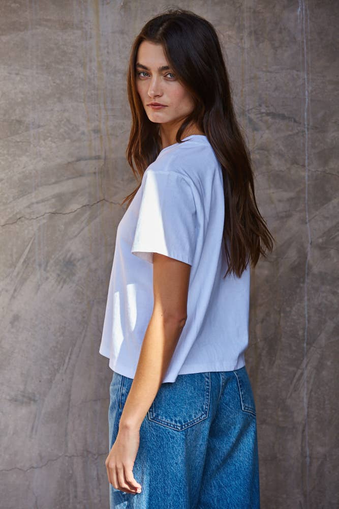 Knit Cotton Crew Neck Short Sleeve T-shirt Top