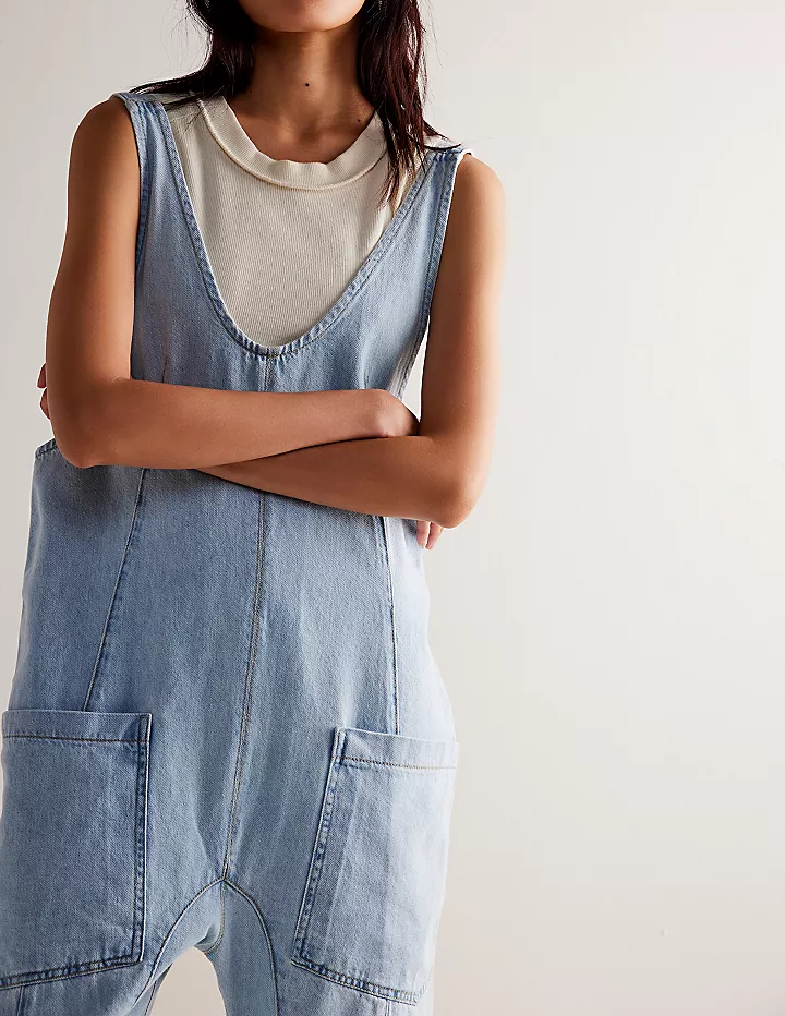 Denim Adjustable Shoulder High Roller Jumpsuit SKJ150