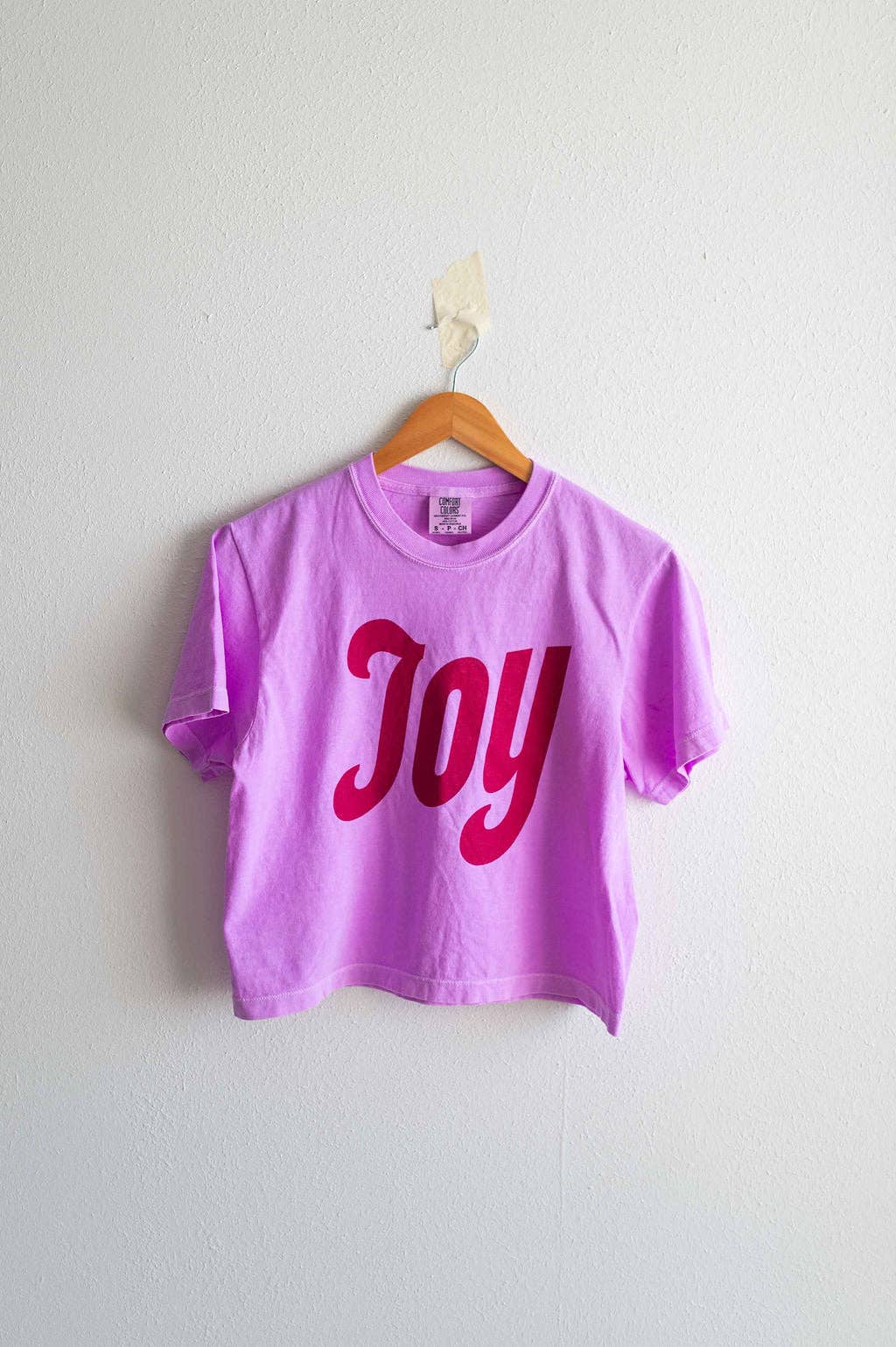 Joy | neon violet comfort colors boxy cropped tee