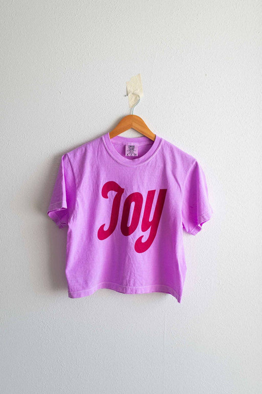 Joy | neon violet comfort colors boxy cropped tee