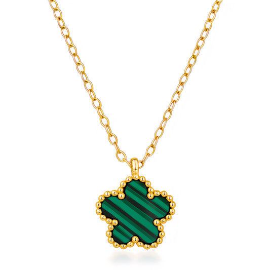 Flower Necklace, 18K Gold Plated Steel