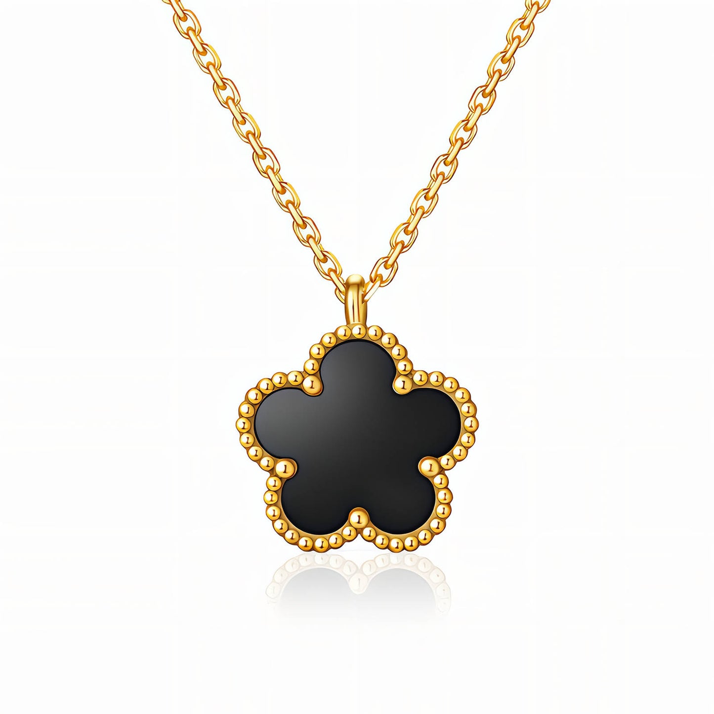 Flower Necklace, 18K Gold Plated Steel