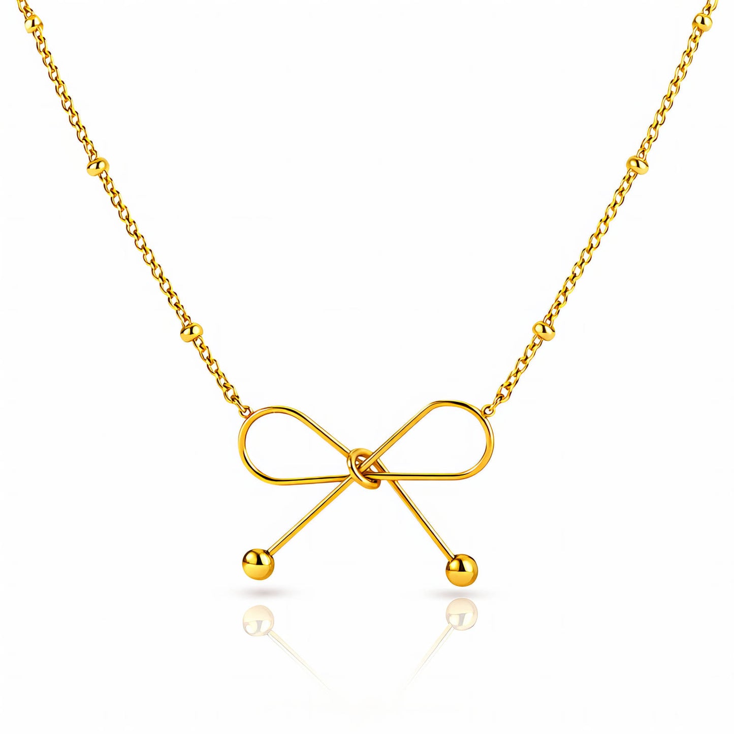 Bow Necklace, 18K Gold Plated Steel