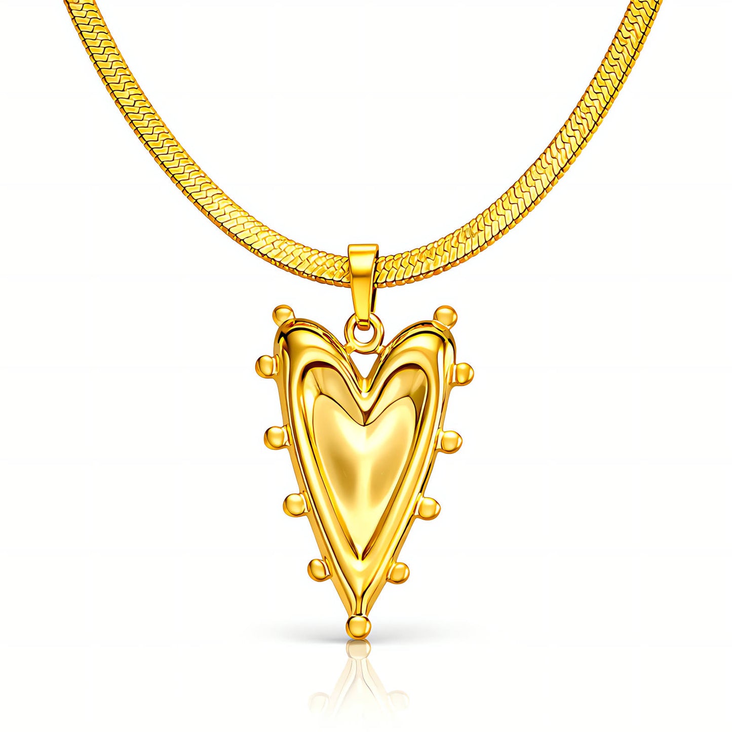 Heart Necklace, 18K Gold Plated Steel