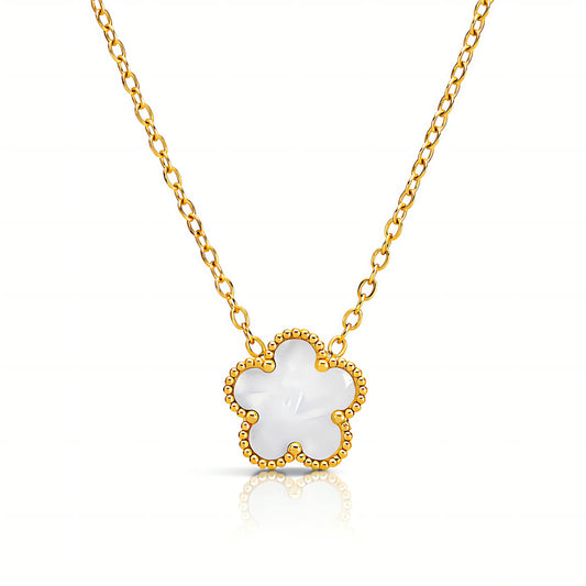 Flower Necklace, 18K Gold Plated Steel
