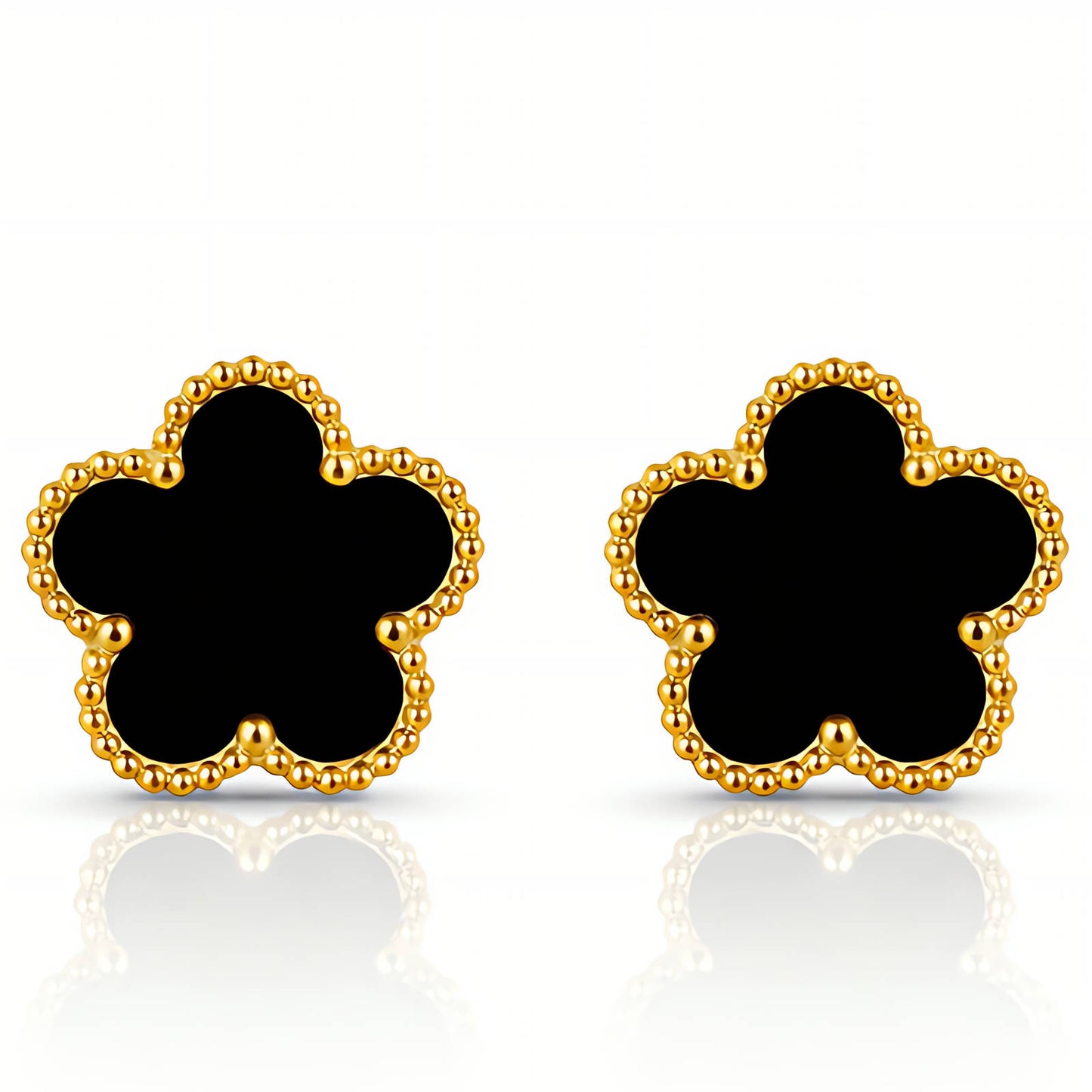 Flowers Earrings, 18K Gold Plated Steel