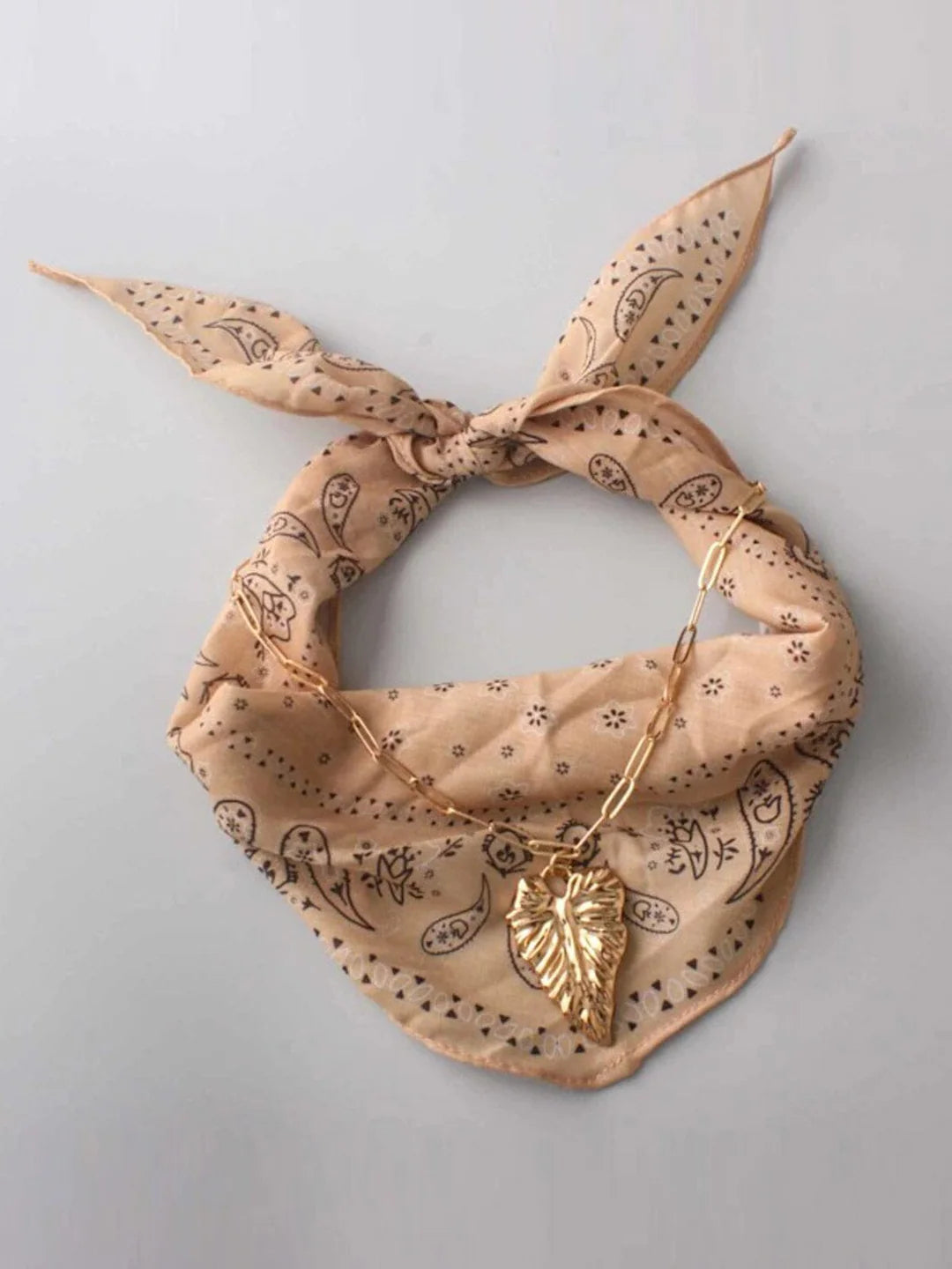 Multi Layer Bandana Leaf Pendant Necklace