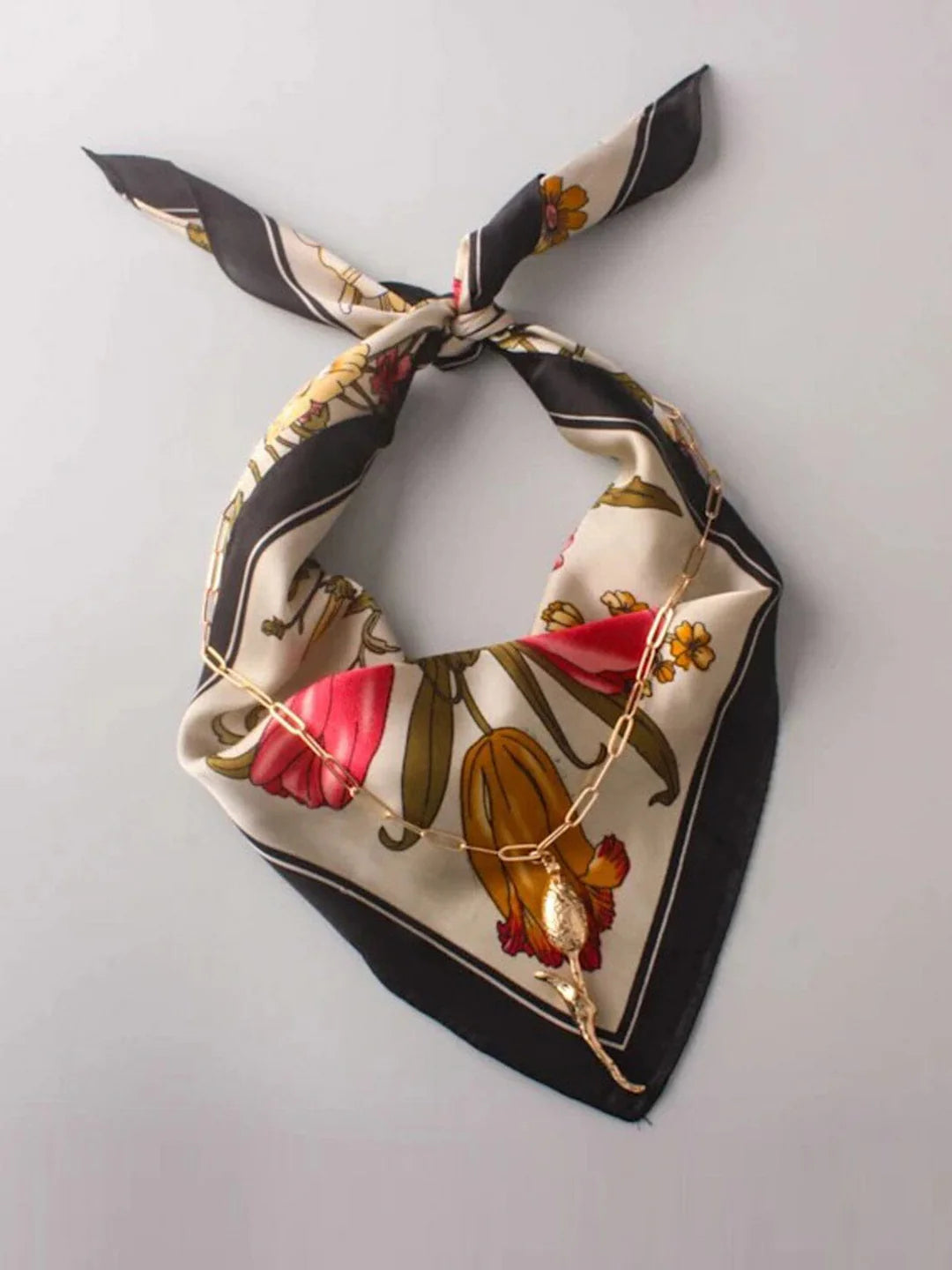 Multi Layer Bandana Rose Pendant Necklace ￼