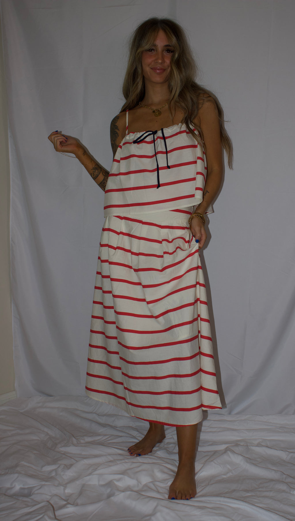Red & White Striped Two-Piece Set
