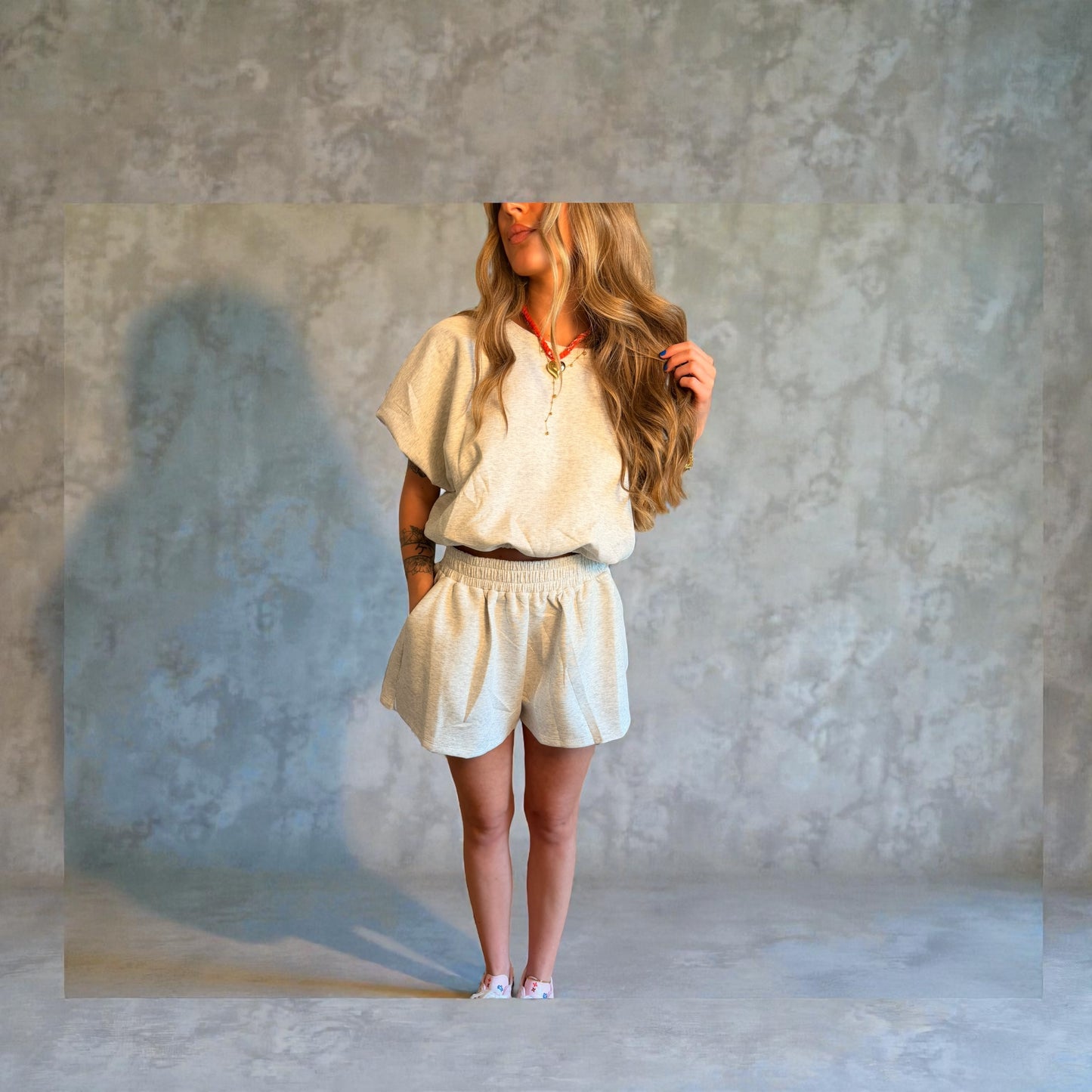 Bubble Sleeve Scuba Short Set