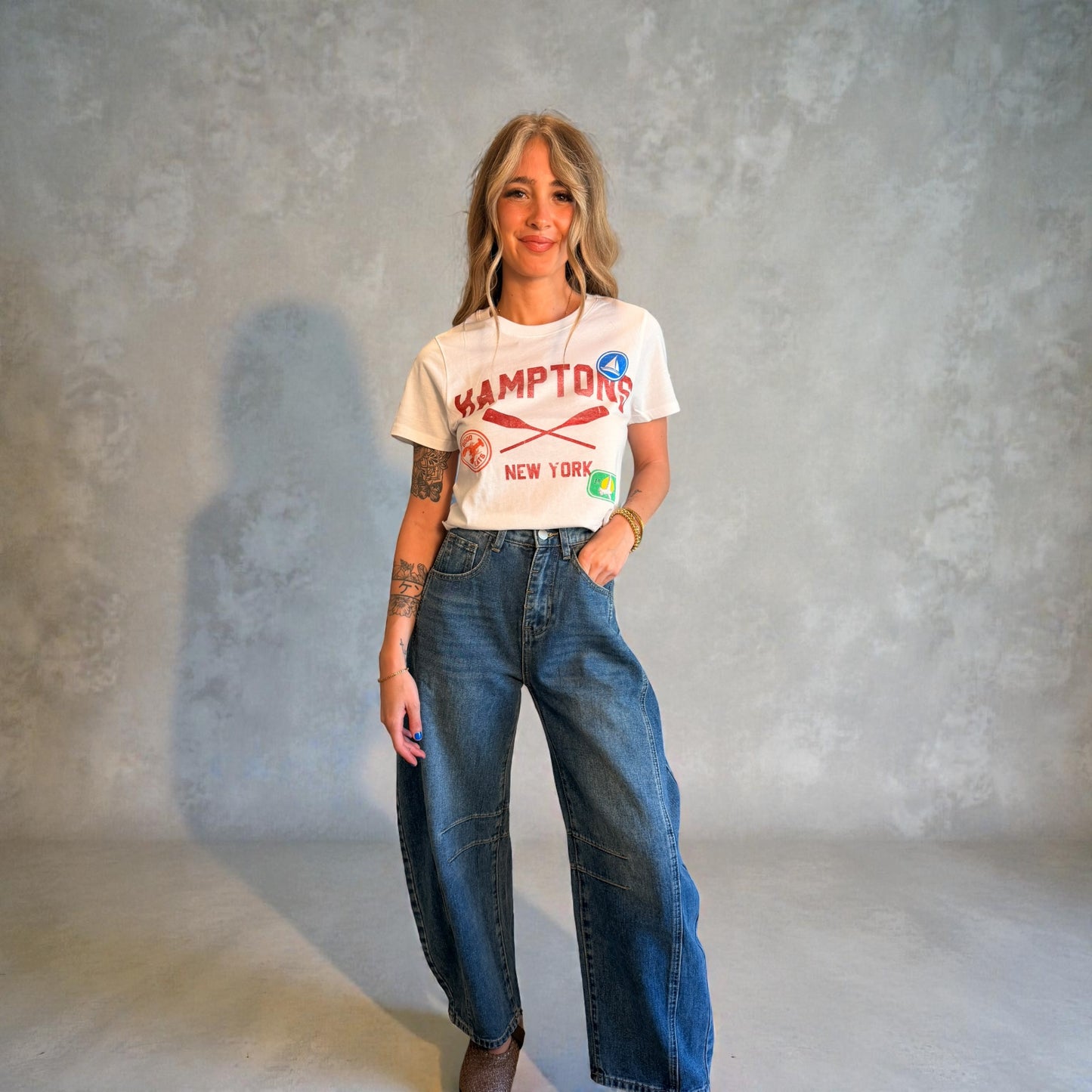 HIGH RISE STRIPED RAW HEM CROP BARREL JEANS V3811STR