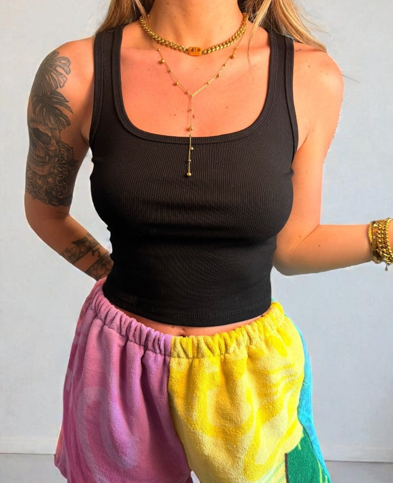 Basic Square Neck Cropped Sleeveless Top