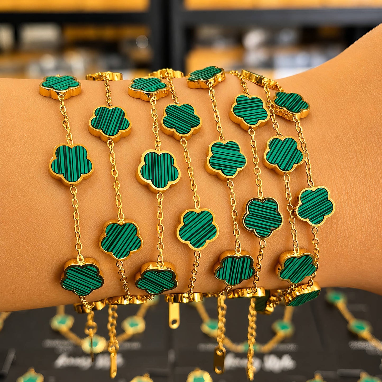 Flowers Bracelet, 18K Gold Plated Steel