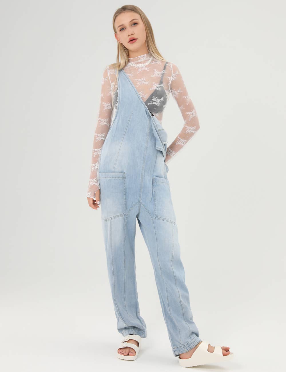 Denim Adjustable Shoulder High Roller Jumpsuit SKJ150