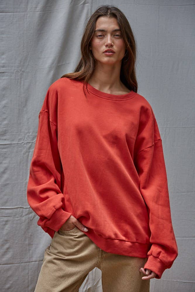 L8948 | Knit Cotton Pullover Top With Patch Work