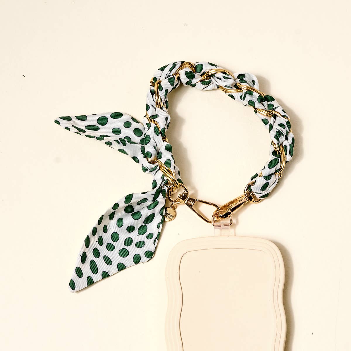 Call Me Later Phone Scarf–Olive Dot
