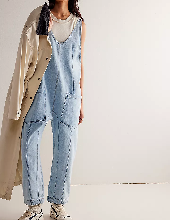 Denim Adjustable Shoulder High Roller Jumpsuit SKJ150