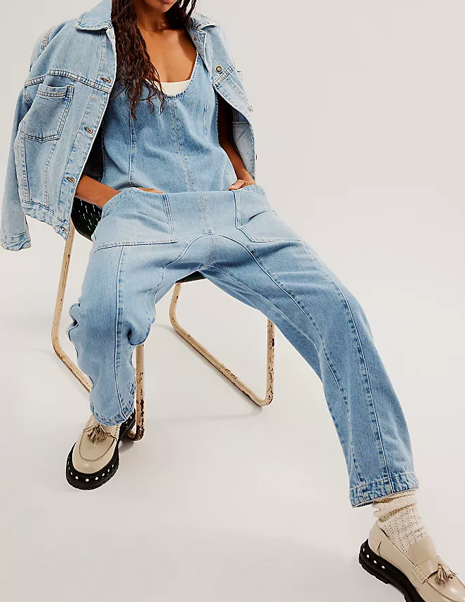 Denim Adjustable Shoulder High Roller Jumpsuit SKJ150