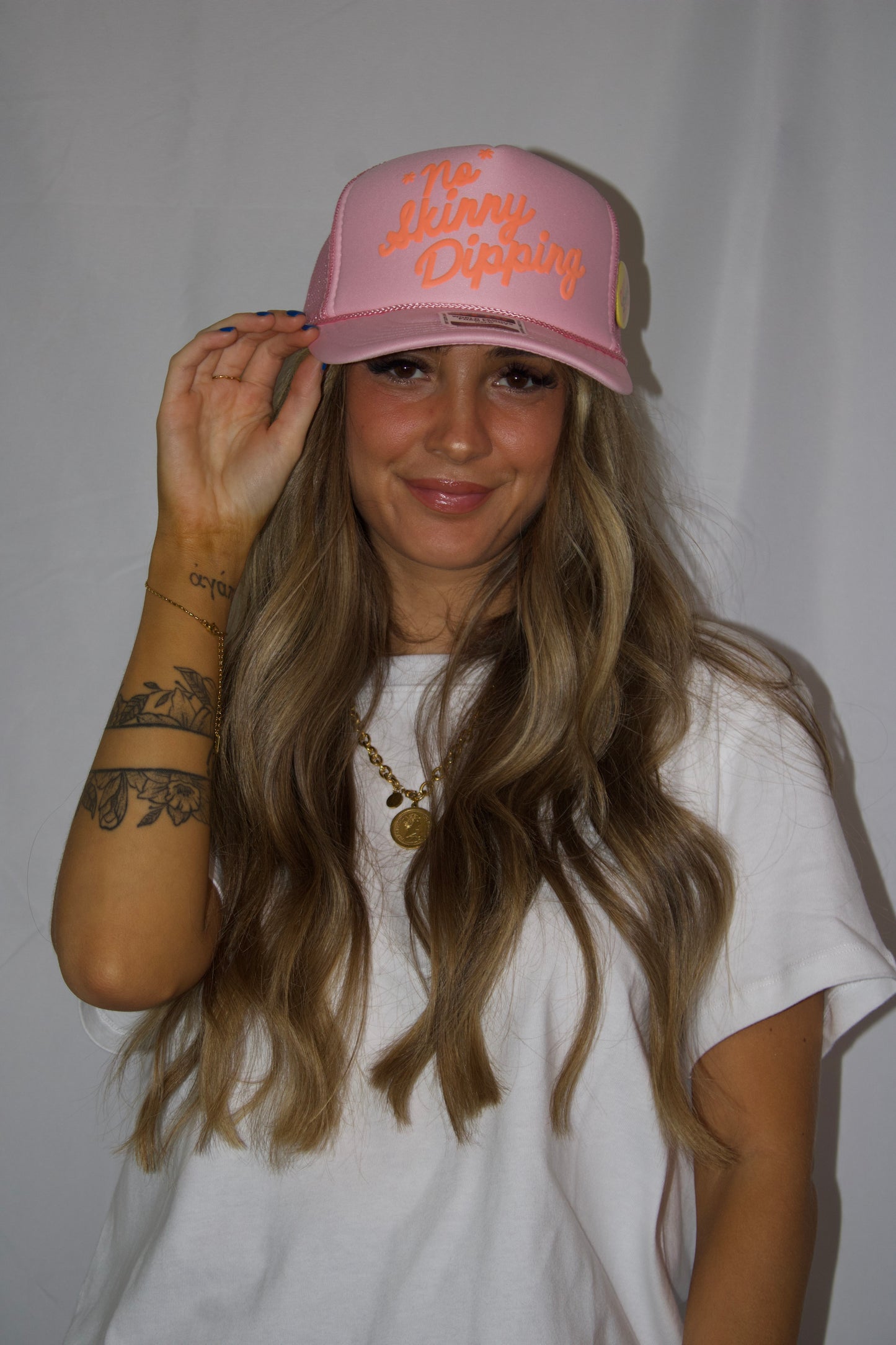 *No* Skinny Dipping, (Coral) PUFF Trucker Hat