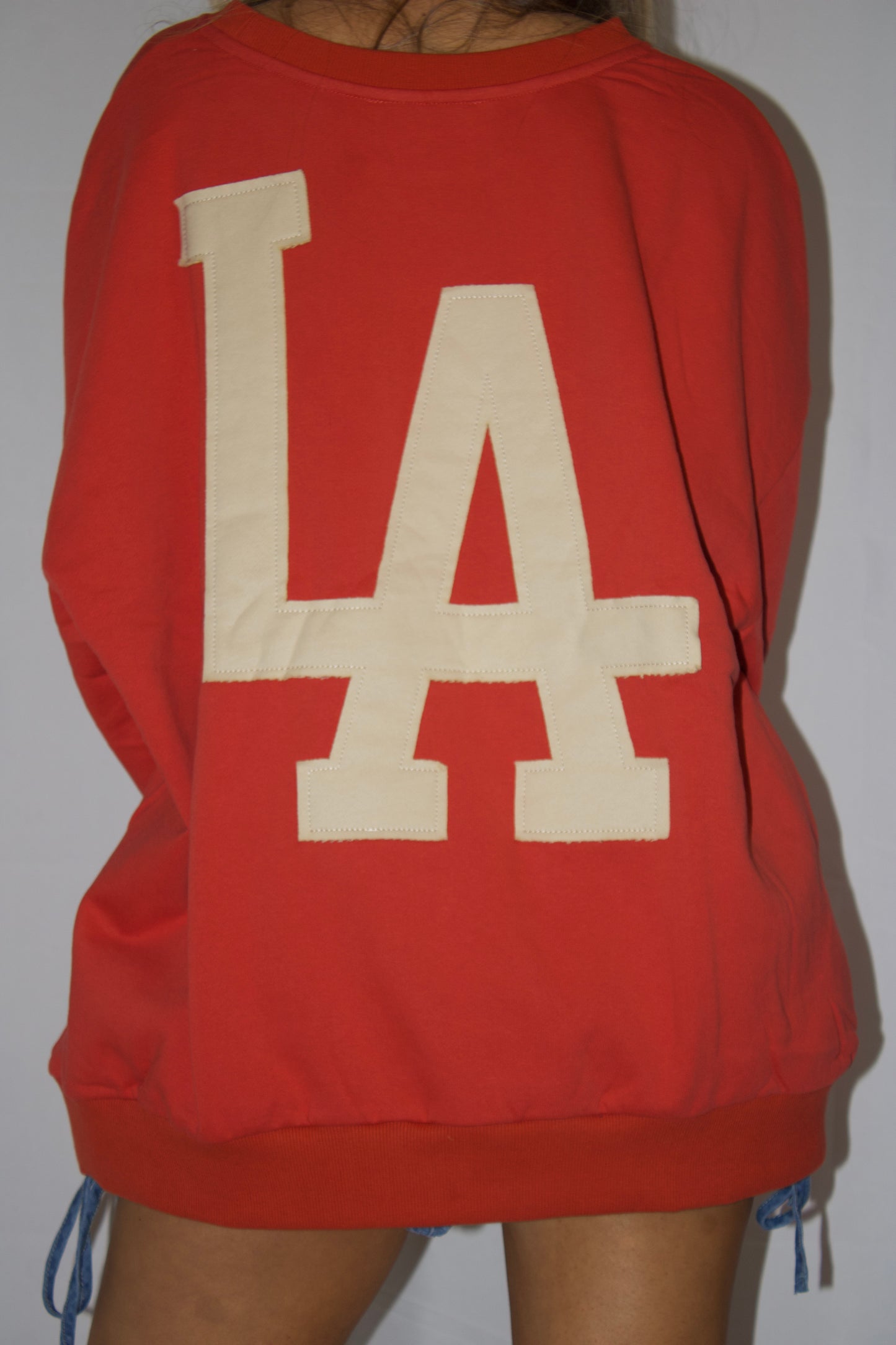 L8948 | Knit Cotton Pullover Top With Patch Work