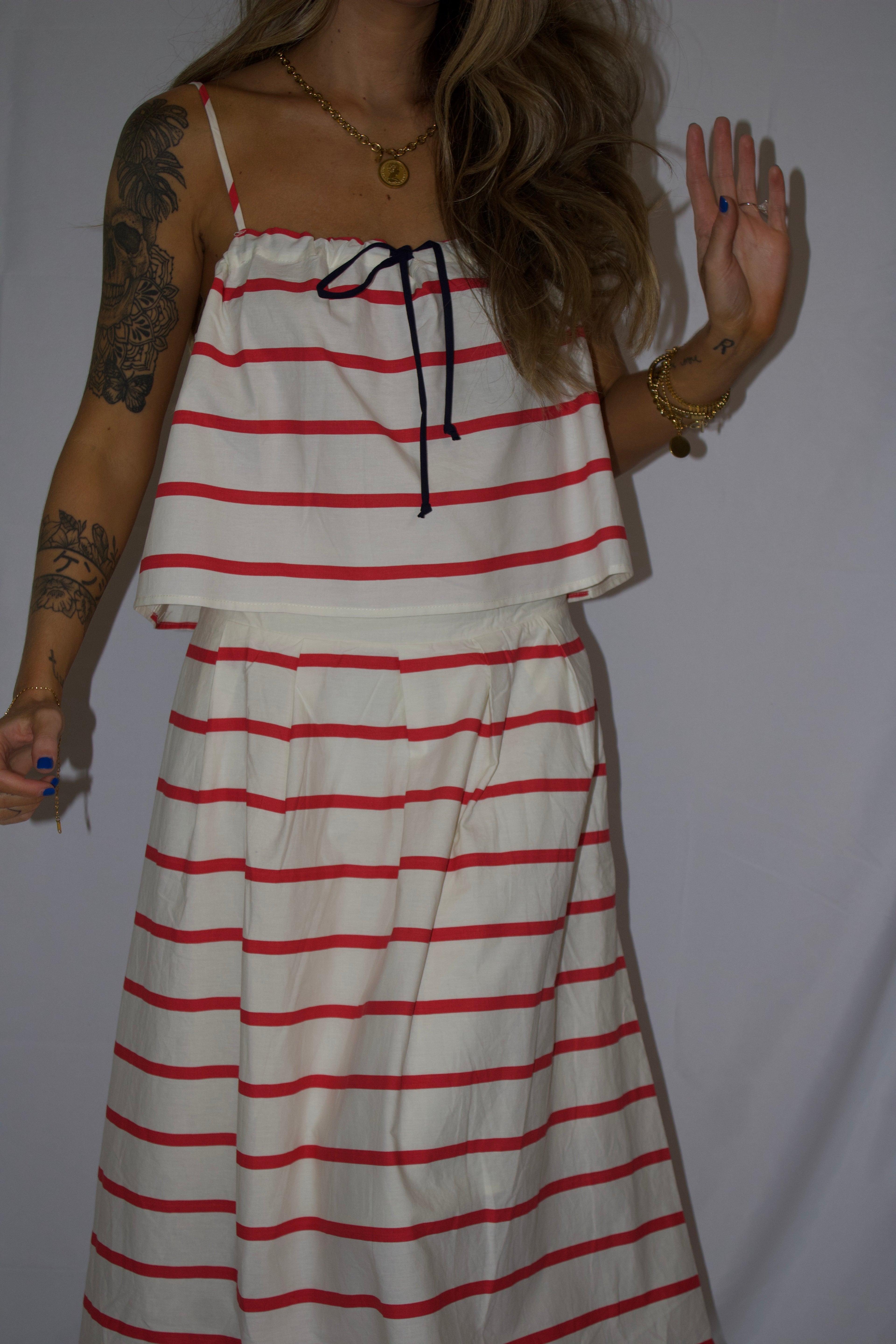 Red & White Striped Two-Piece Set
