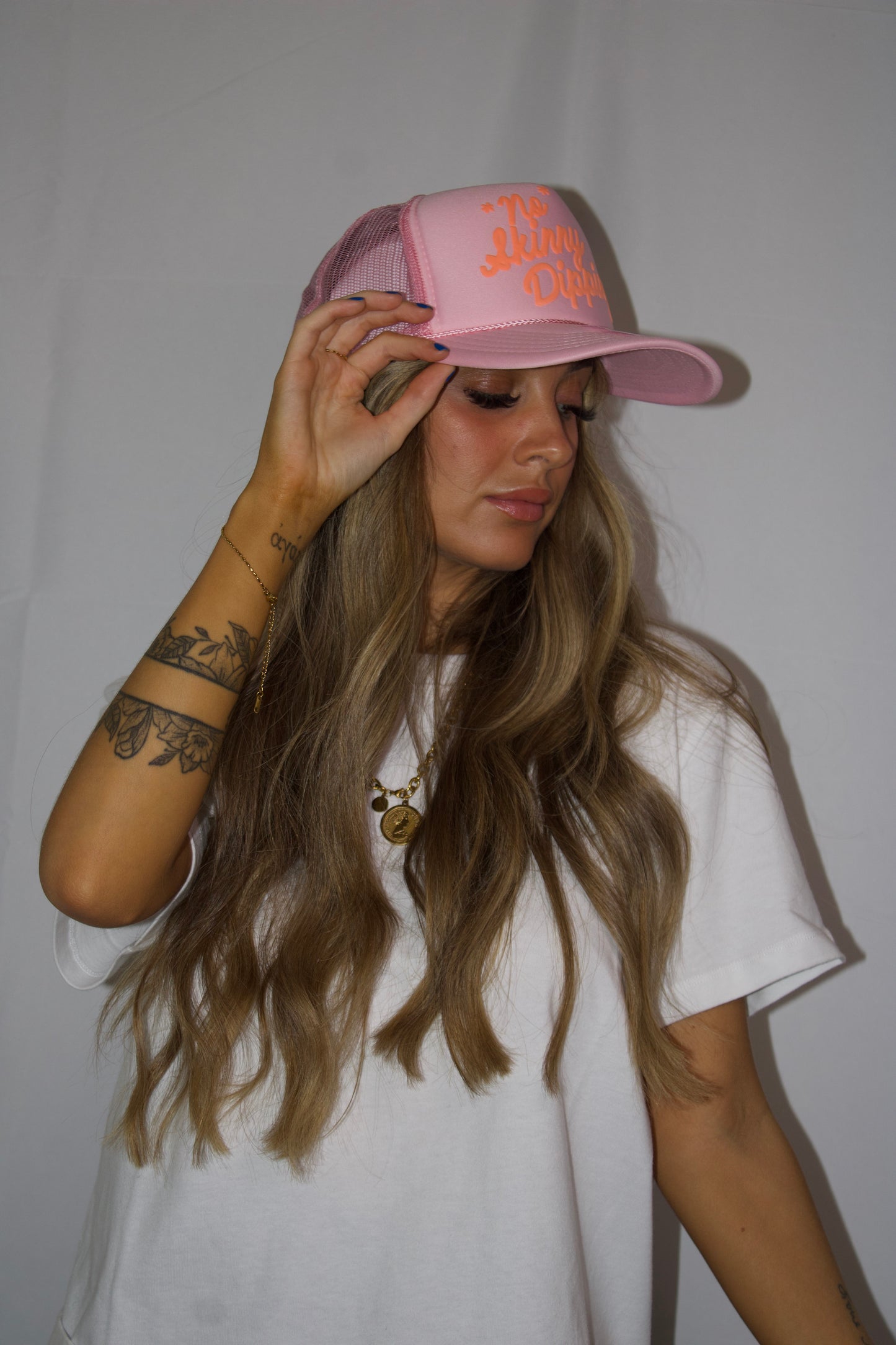 *No* Skinny Dipping, (Coral) PUFF Trucker Hat