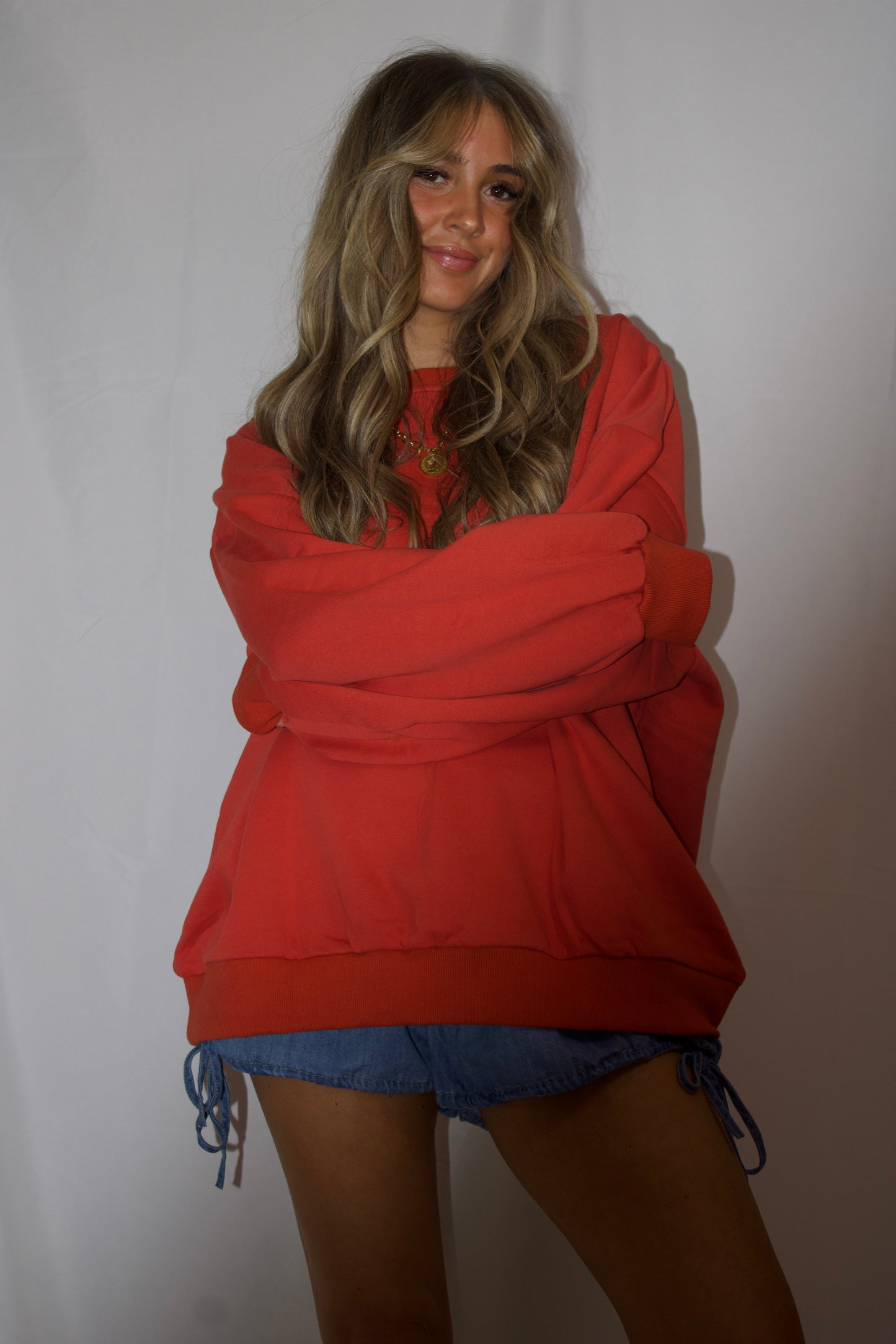 L8948 | Knit Cotton Pullover Top With Patch Work