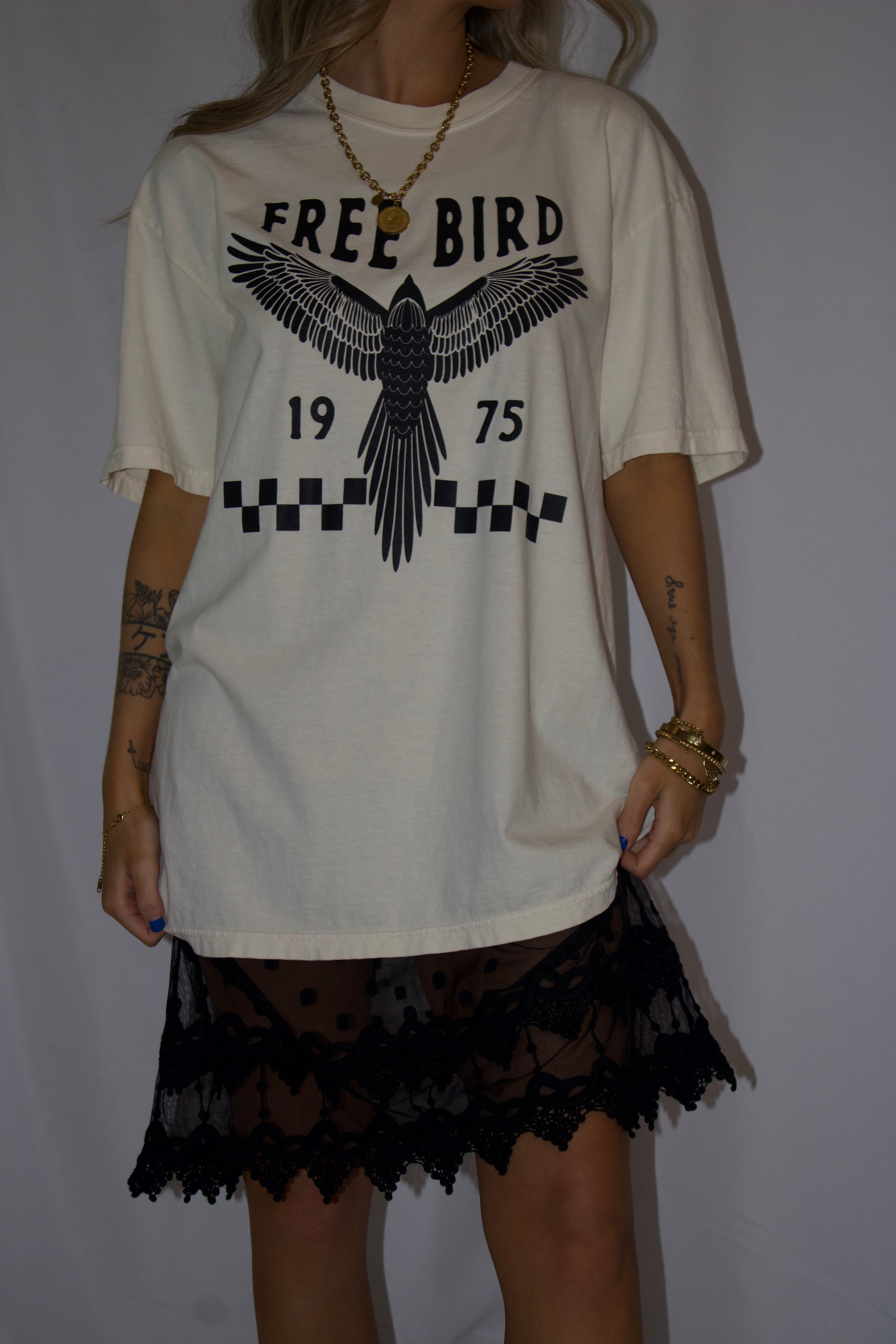Freebird boho vintage trendy women’s tee - Ivory